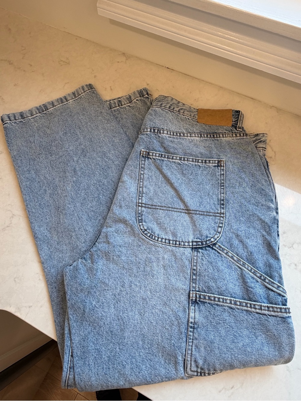 Cotton On Carpenter Jeans Women’s Size 16 Light Wash Baggy Utility Denim